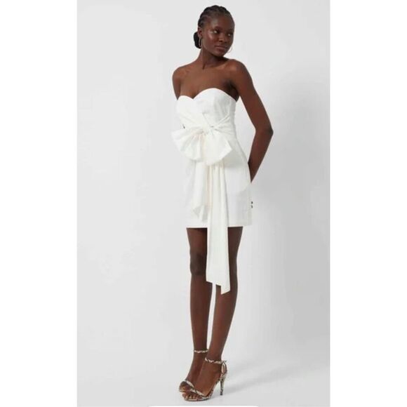 French Connection White Florida Summer Strapless Mini Dress Size 6 - Picture 1 of 12